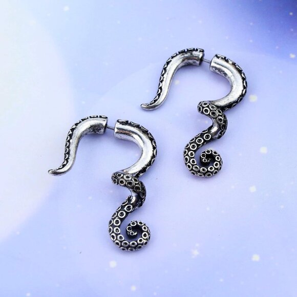 Fake Lobe Earrings 18G Silver Spiral Tapers Body Piercing Jewelry 2PCS - Picture 6 of 9
